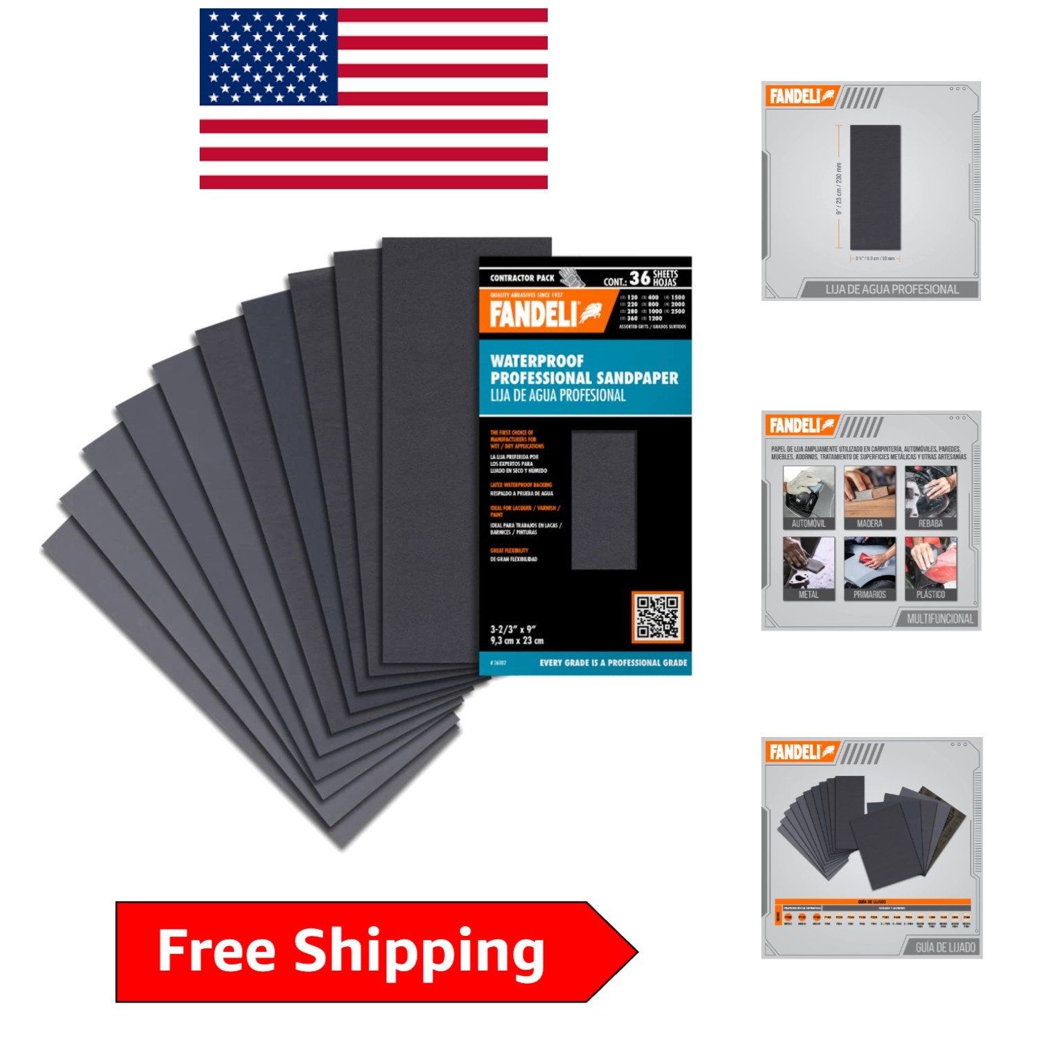 Water-Resistant Sandpaper Set: 36 Sheets for Automotive & Household Applications