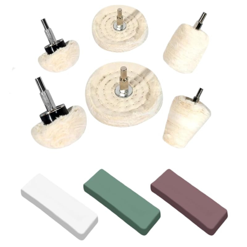 6PCS Buffing Wheels for Drill and 3 PCS Polishing Compounds, Wheel Polishing Kit