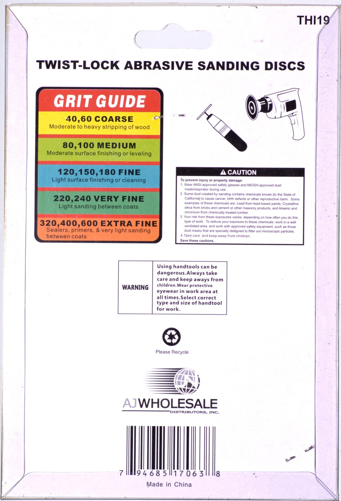 5 Pack Variety 2-in Abrasive Sanding Discs, Twist-Lock, Coarse, Med. & Fine Grit