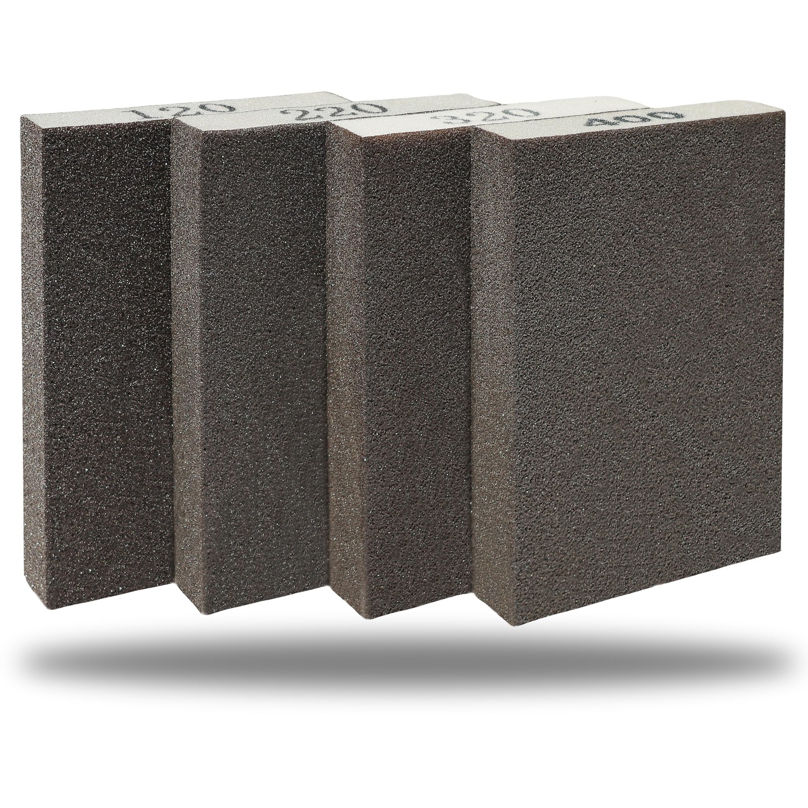 4 Pack Hand Sanding Sponge Set 120 220 320 400 Grit Coarse Medium Fine Grit S…