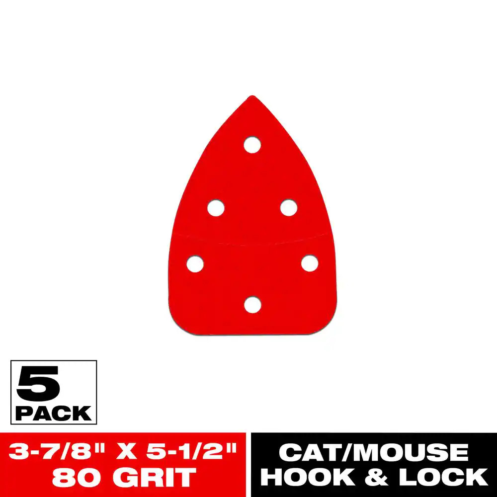 3-7/8 In. X 5-1/2 In. 80-Grit Cat/Mouse Hook and Lock Detail Sanding Sheets