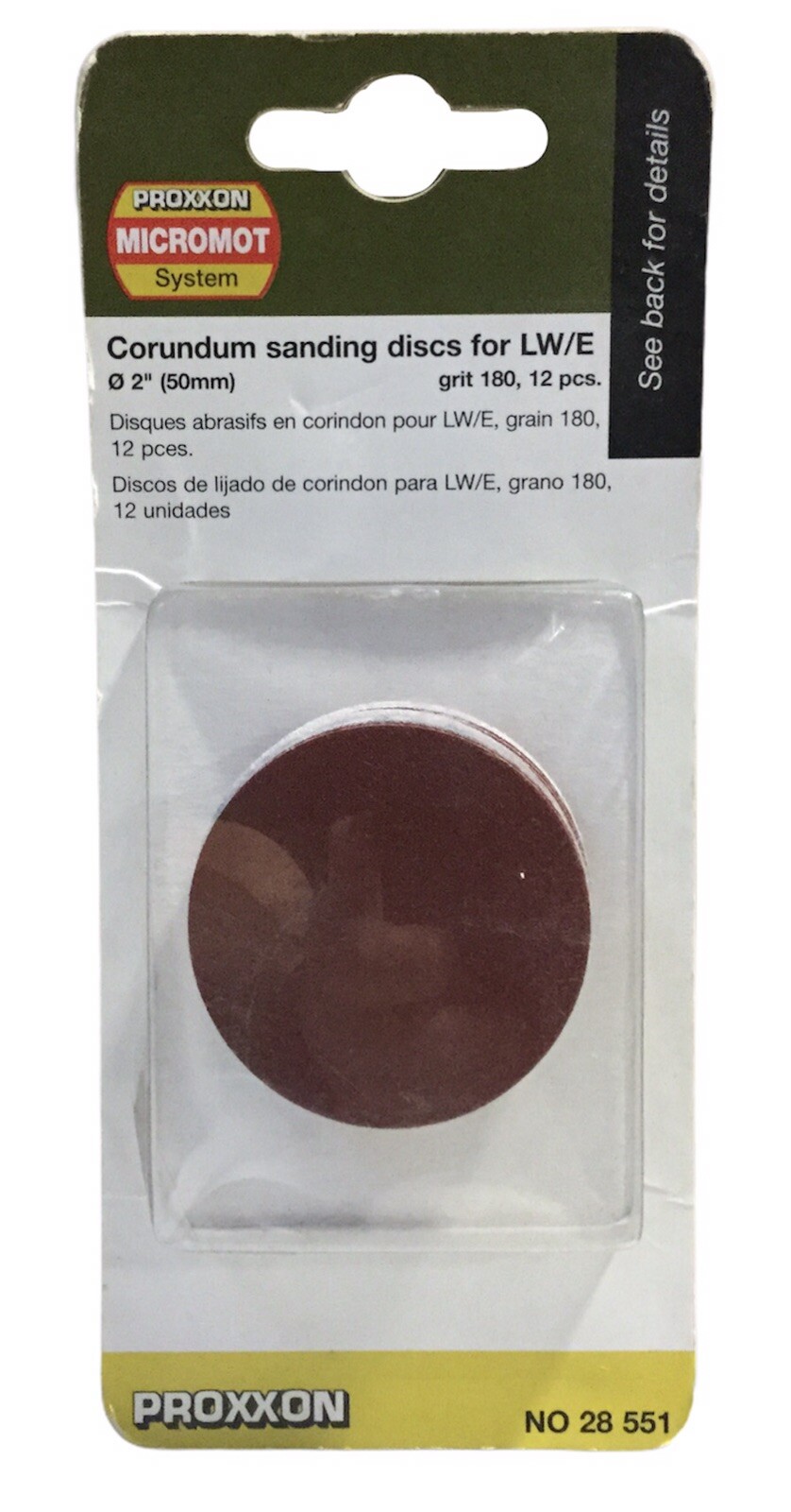 Proxxon 28551 Cordndum Sanding Discs for LW/E, Fine 180 Grit, 12 pieces (R3)