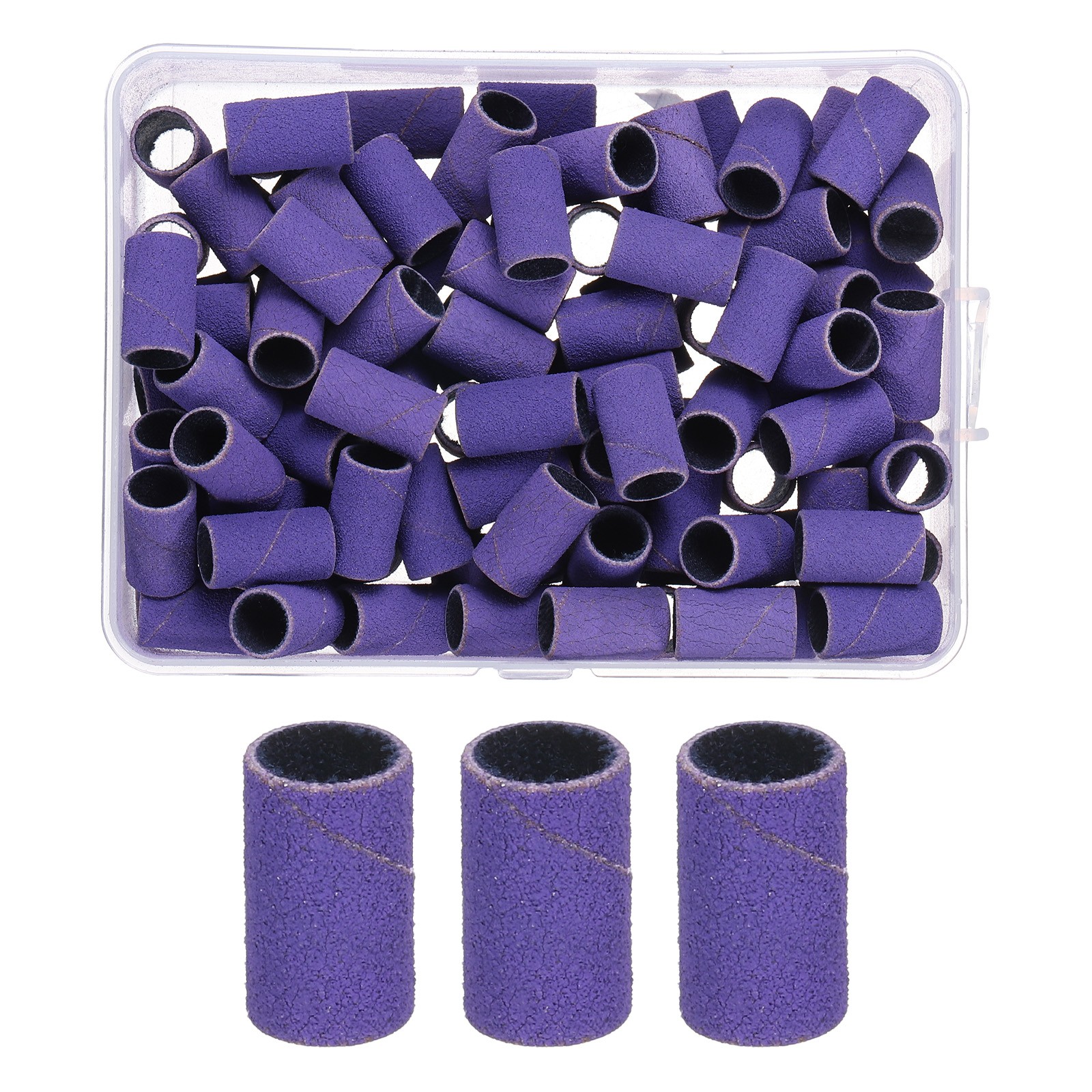 100pcs Small Sanding Bands 240 Grit for Nail Drill Bits Purple