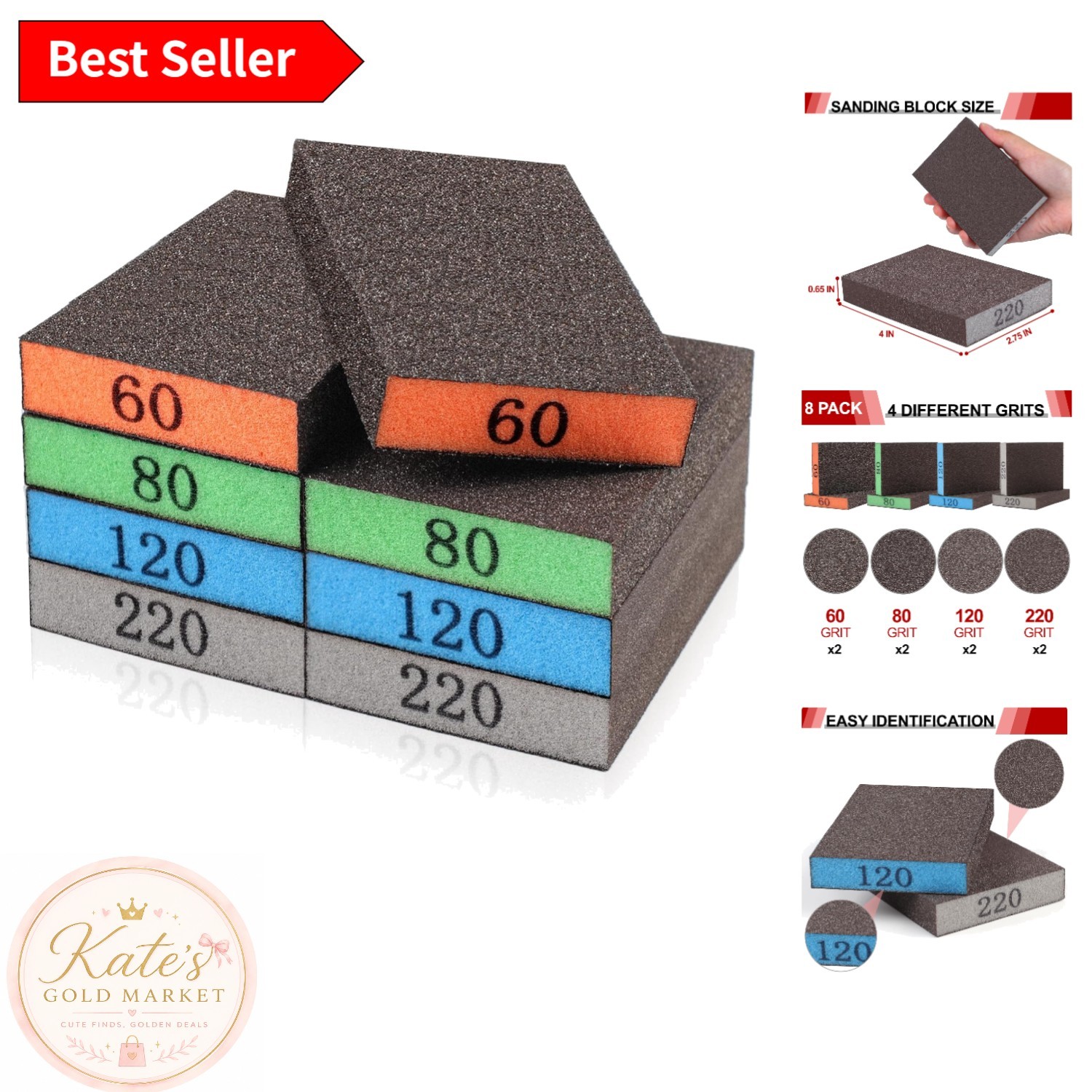 Durable and Reusable Sanding Sponge Set – 8 Washable Blocks for Renovations