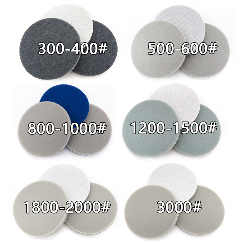75mm 3″ Sanding Discs Wet Dry Hook and Loop Sponge Sandpaper Grit P300 to P3000