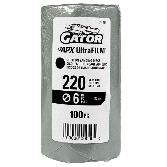 Gator 391494 220 Grit 6 In Premium Hook & Loop Sanding Discs 100-Pack