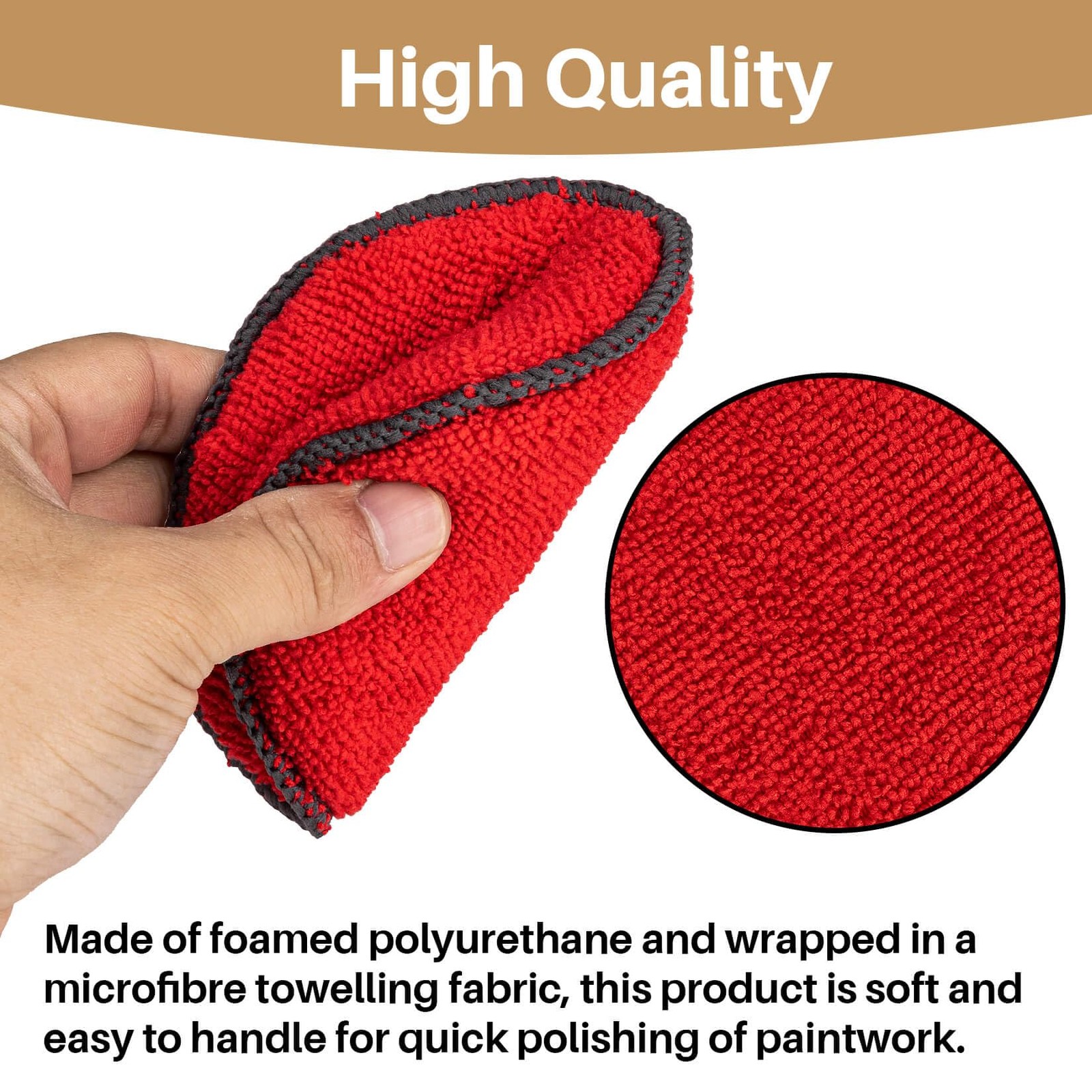 Sukh 12 Pack Microfiber Foam Car Wax Applicator Pad – 12PCS, Red