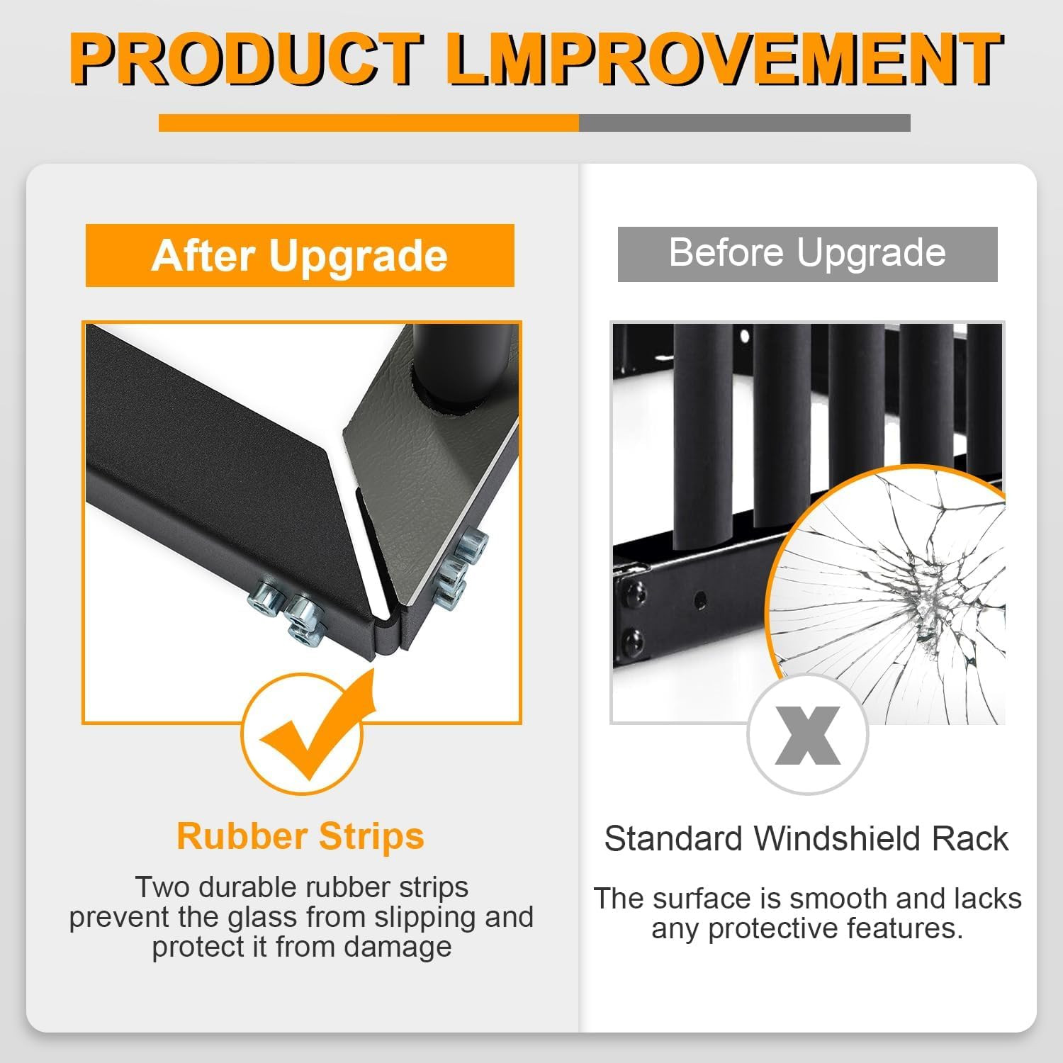 5-Lite 24″ Windshield Glass Rack with Rubber Pads & Steel Holder