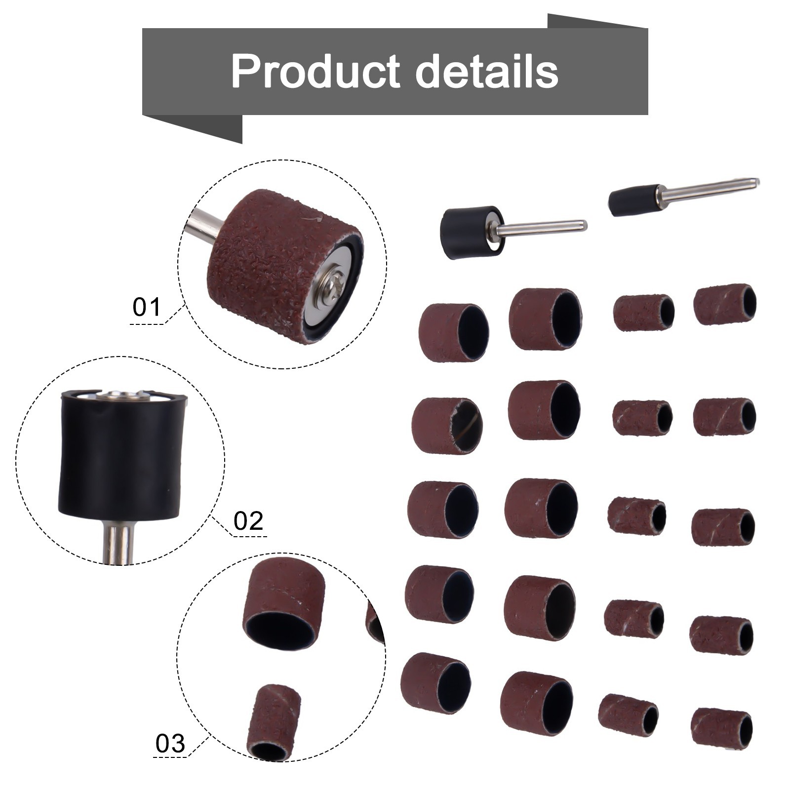 22Pcs Sanding Ring With Rod Abrasive Rotary Tool Kit Sanding Drum Grinding Head