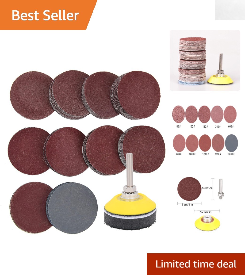 100 PCS 2″ Sanding Discs Set, Grit 80-3000 with Backing Plate for Drill Tools