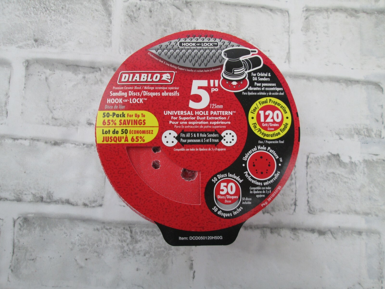 Diablo 5″ Sanding Disc 120 Grit Universal Hole Pattern 40 count