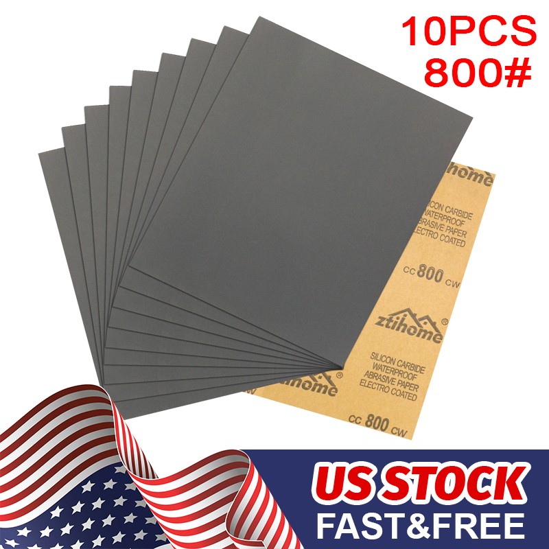10Pcs Wet Dry Sandpaper 800 Grit Assortment 9×11” Abrasive Paper Sheet Sanding