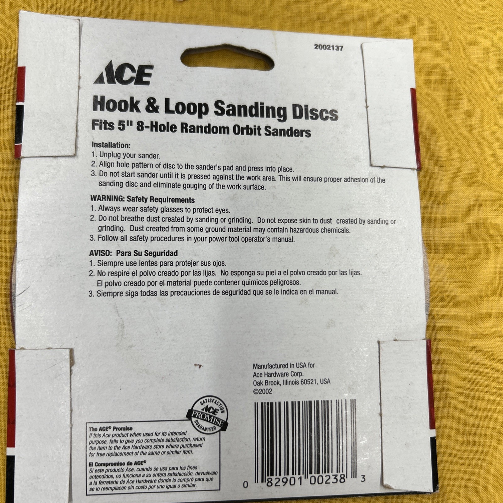 ACE #2002137 5″ 8-Hole 220 Grit Extra Fine Hook & Loop Sanding Discs