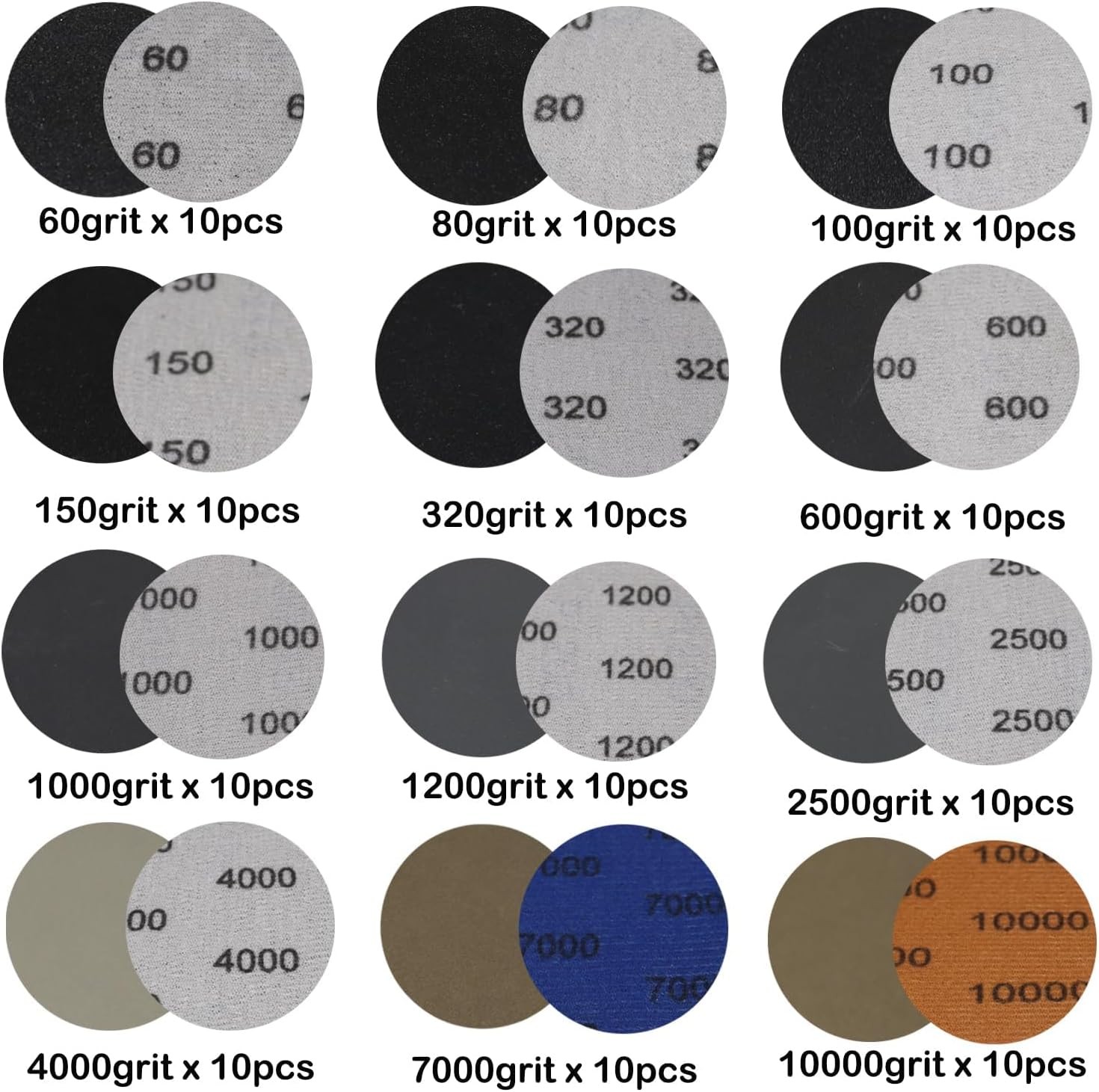 120pc Sand Paper 3 inch Polishing Pads for Drill 60-10000 Grit Wet Dry Sandpape.