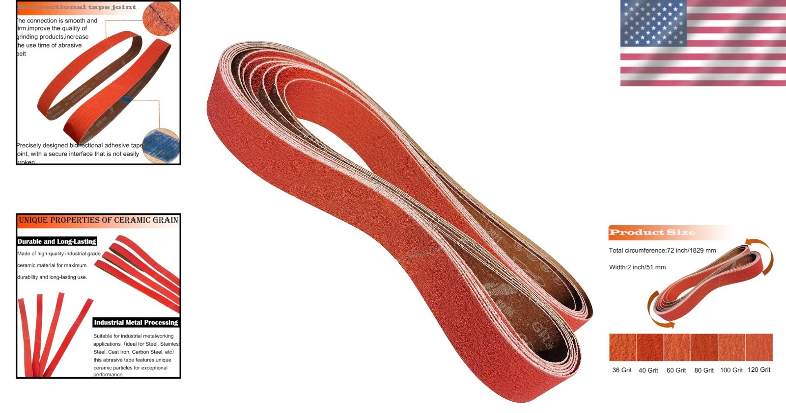 Professional 2×72 Inch Ceramic Sanding Belts – 6 Pack for Metalworking Mastery
