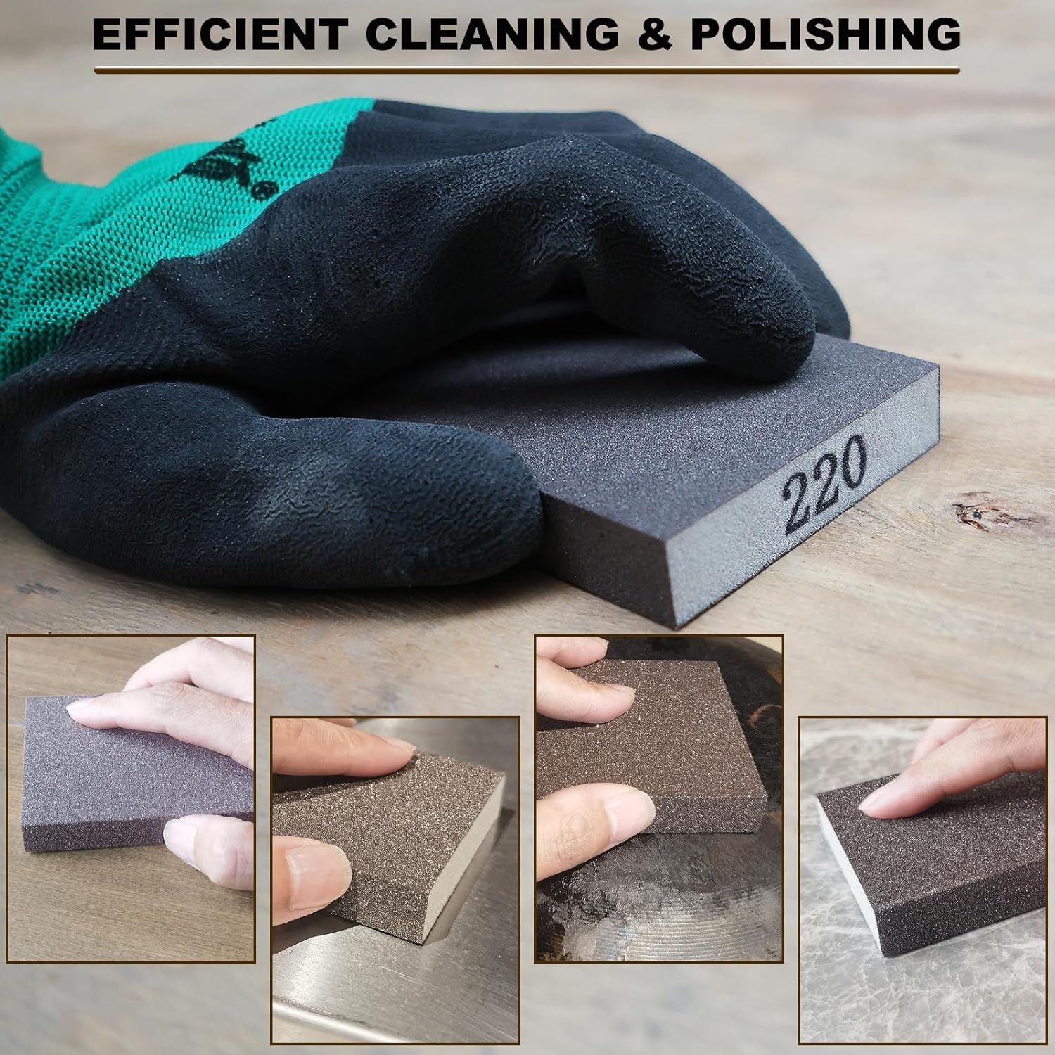 4 Pack Sanding Sponge Set – Coarse to Fine Grit for Wood, Metal, Drywall
