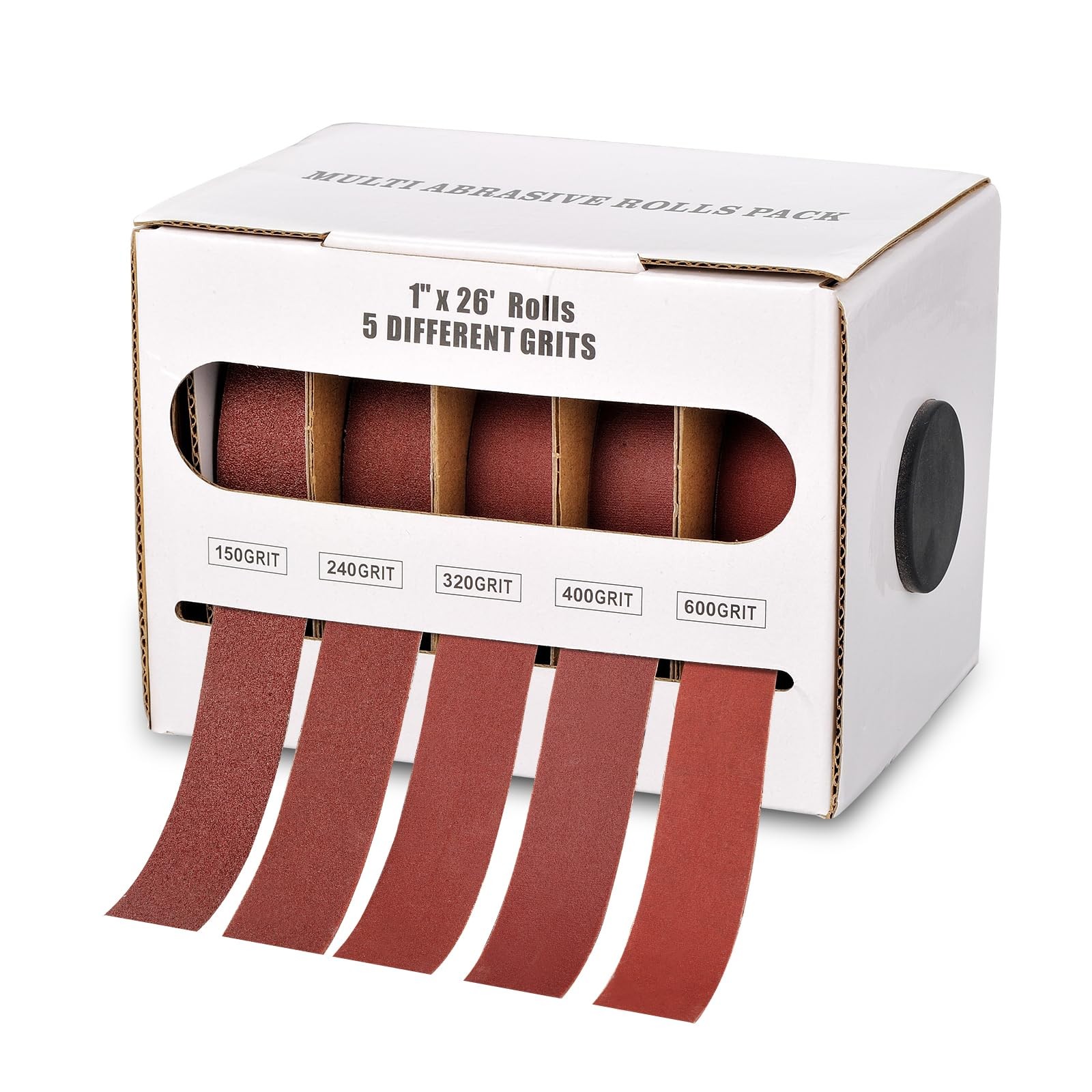 Emery Cloth Roll 5 Grits 8M Sandpaper Assortment 150-600 with Dispenser