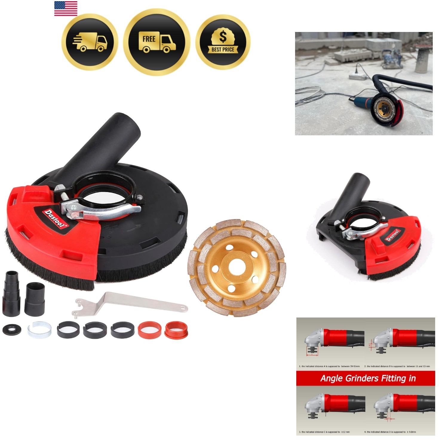Expert Surface Grinding Dust Shroud for Angle Grinder, Universal 4.5/5-Inch +…
