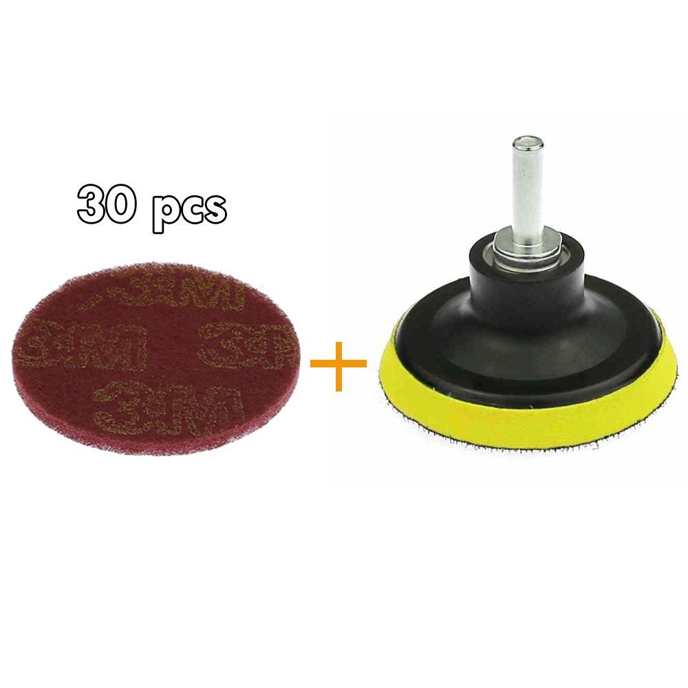 30 Pcs Drill Clean Pad Non-woven Abrasive Sanding Disc Coarse to Fine Change