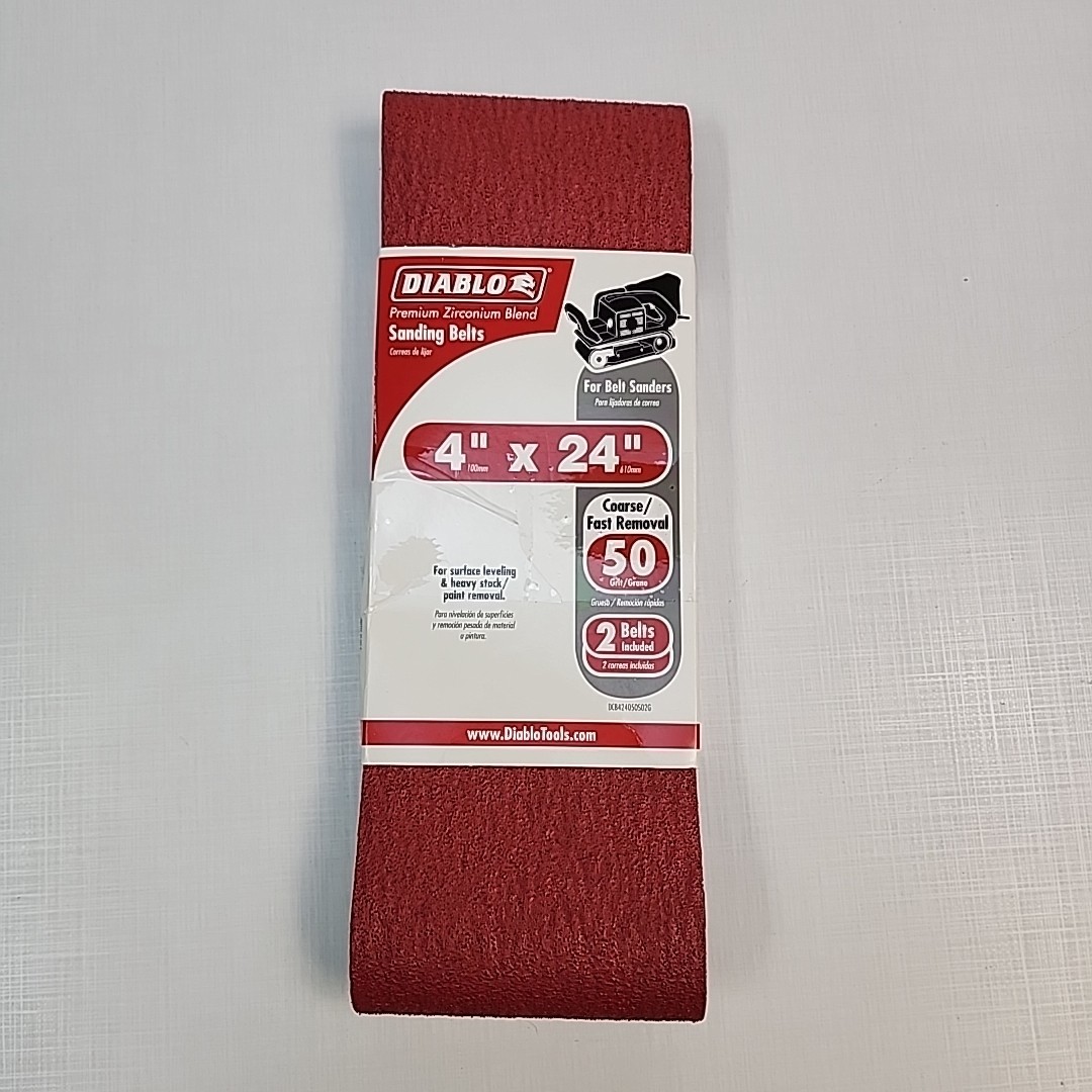 Diablo 4×24 sanding belts 50 grit zirconium course 2 pack