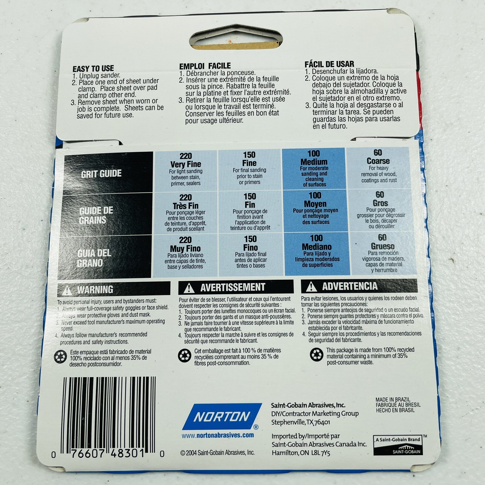 Lot Of 3 Packs • Norton • Clamp & Sand Sheets • 4 1/2 – 5 1/2 • 100 Grit 48301