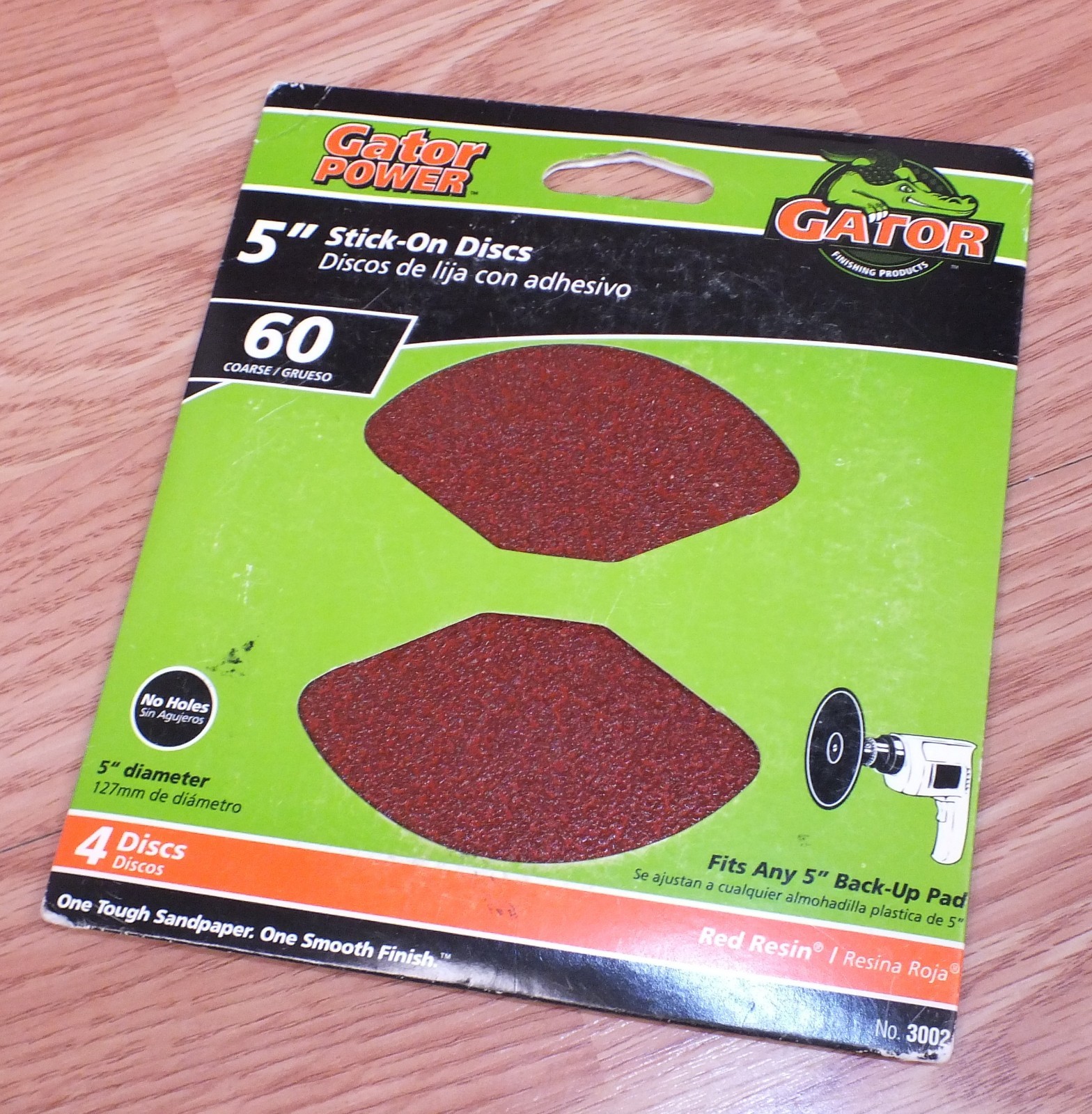 1 Pack of 4 Gator Power (3002) 5″ Red Resin 60 Coarse Stick on Discs **NOS**