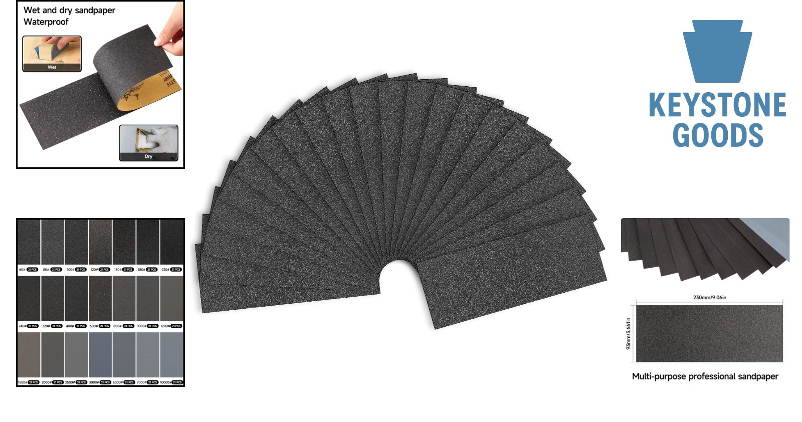 21-Pack 1000 Grit Wet/Dry Sandpaper Sheets 9×3.6in for Wood, Metal, Automotiv…