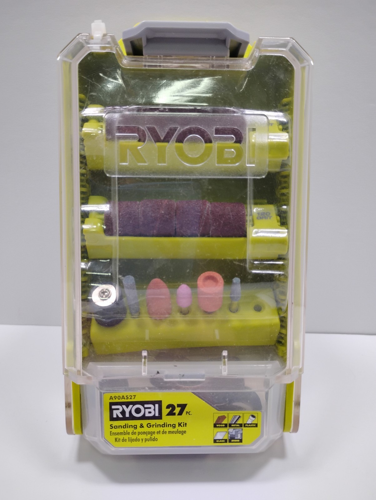 NEW RYOBI A90AS27 Rotary Tool Sanding Grinding Kit 27 Piece Set w/ Case Dremel