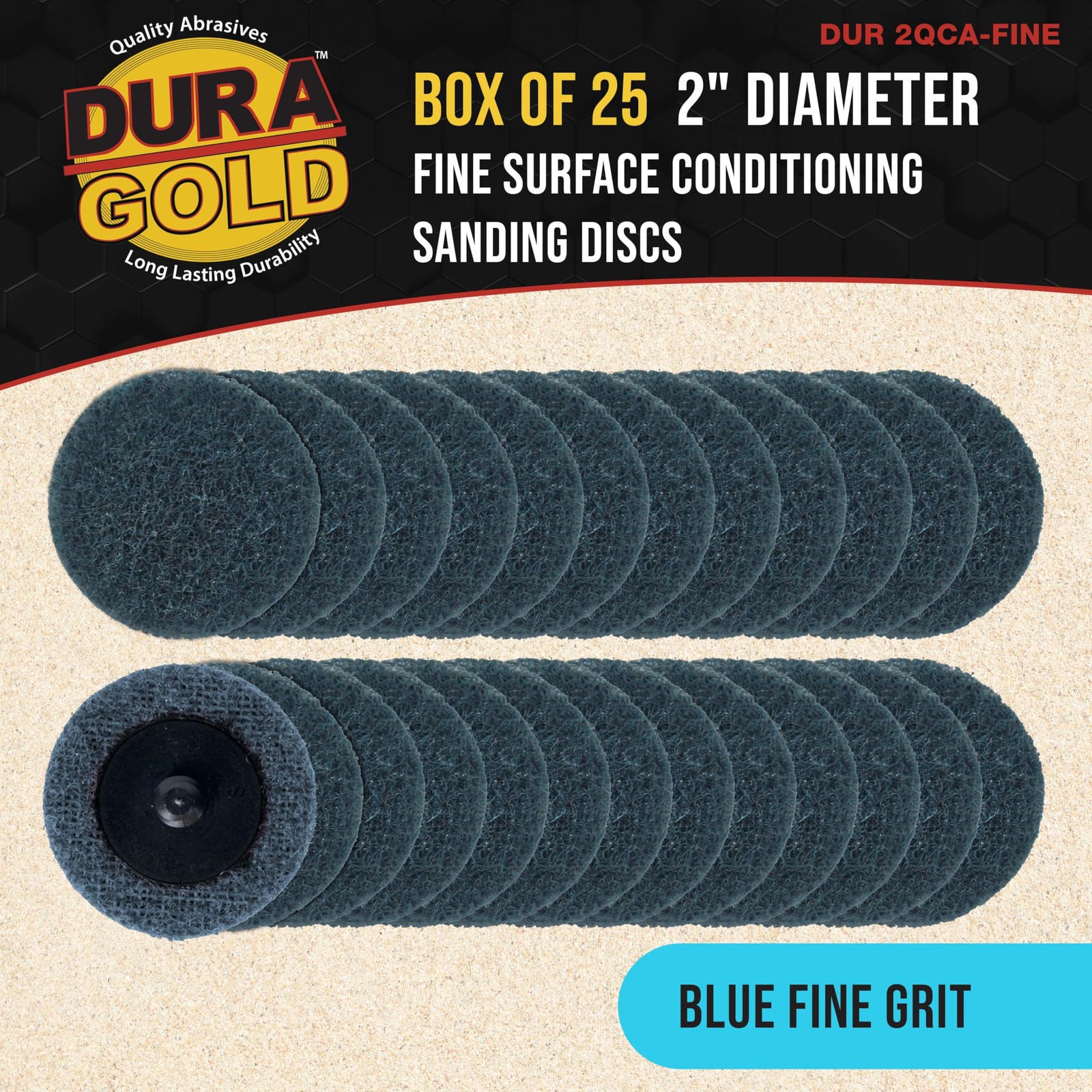 25 PCS 2″ Blue Fine Sanding Grit Surface Conditioning Discs RType Quick