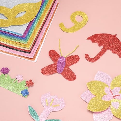 20 Sheets 2mm Glitter Foam Sheet, 16″ x 12″ Sparkle EVA Paper 16×12″ Red