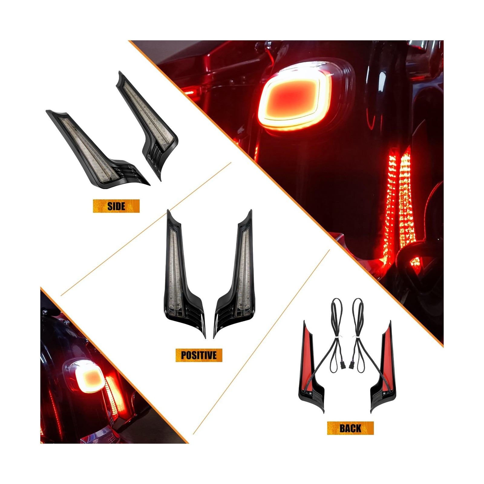 Motorcycle LED Filler Panel Lights Rear Fender Light Turn Signals Running Bra…