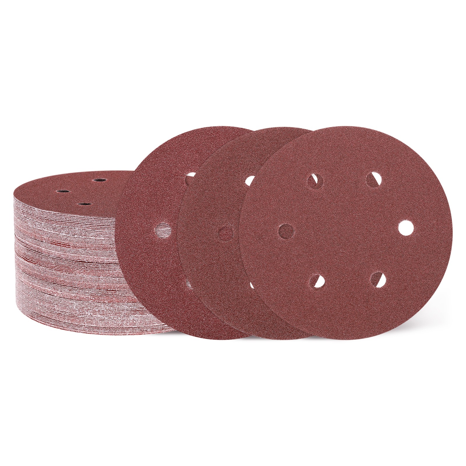 75 Pcs 6 Inch Sanding Disc 6 Hole 40/60/80 Grit Hook and Loop Sandpaper