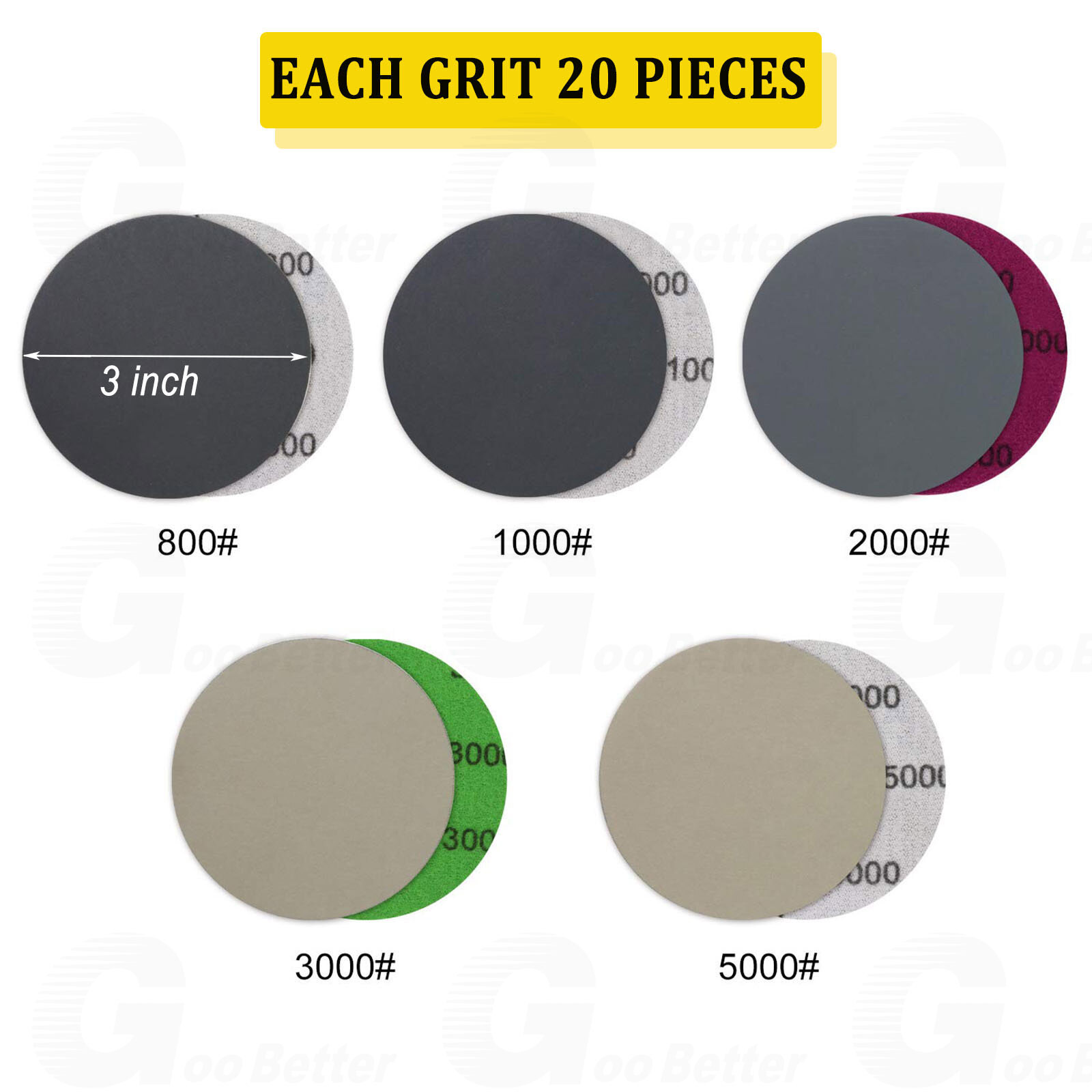 103Pcs 3inch Sanding Discs Foam Buffing Polishing Sponge Sander Buffer Pad Kit