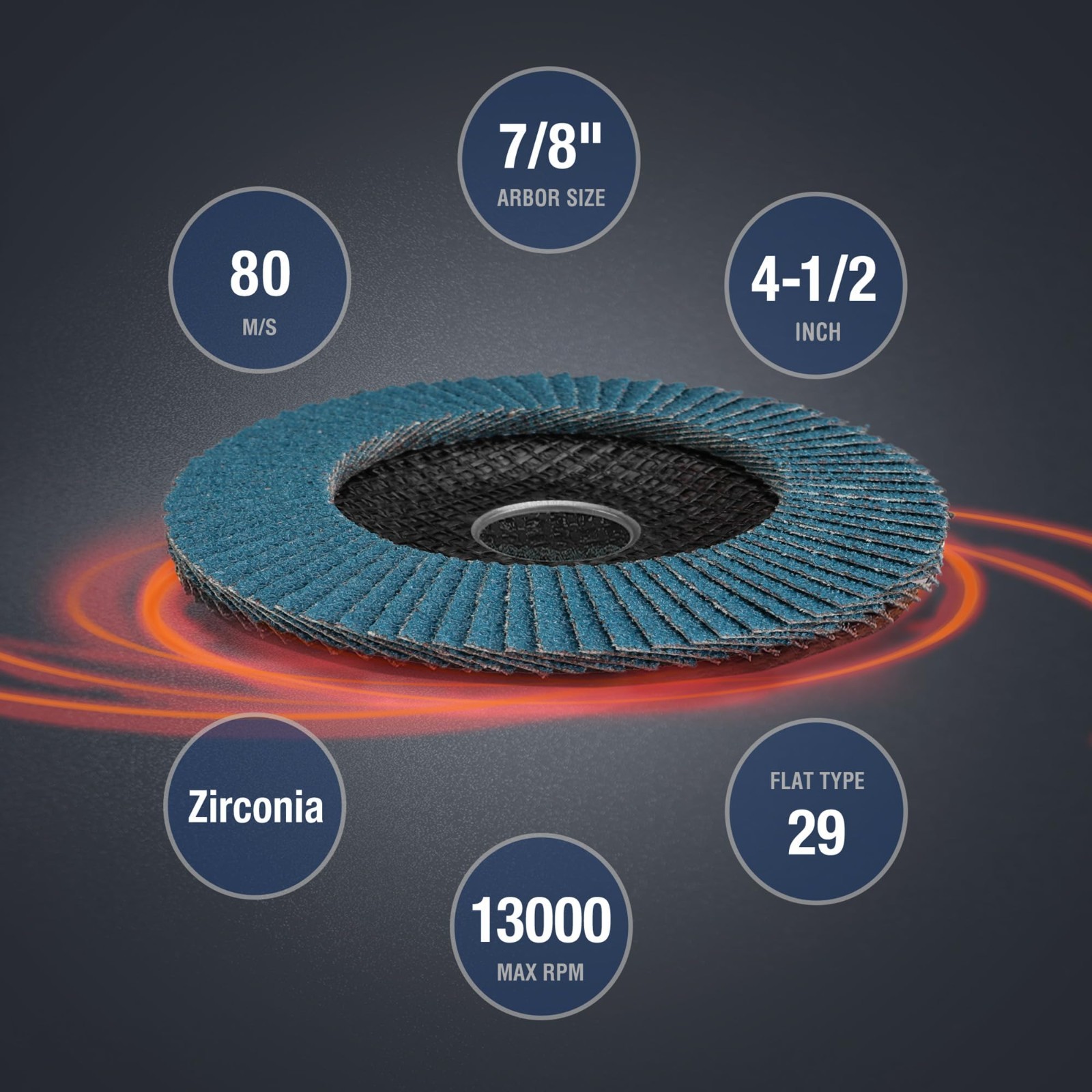 10-Pack 4.5″ Flap Discs – T29 Zirconia Abrasive Grinding Wheels, 80 Grit, 7/8″ A