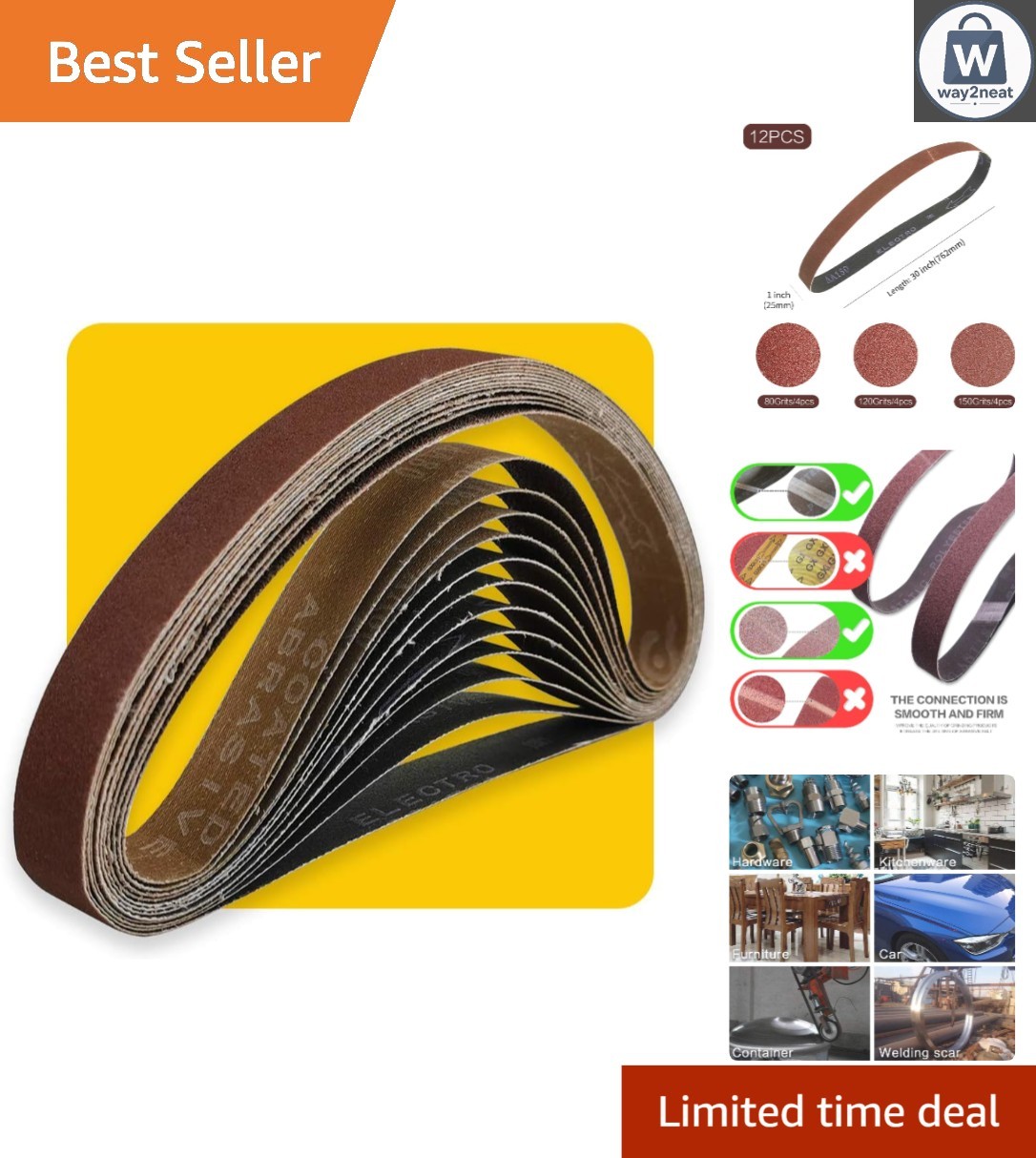 12-Pack Sanding Belts, 1×30 Inch Aluminum Oxide for Ultimate Versatility