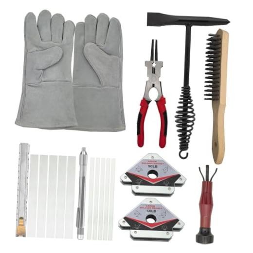 MIG Welding Tools,8sets,Chipping Hammer,Leather Welding Gloves