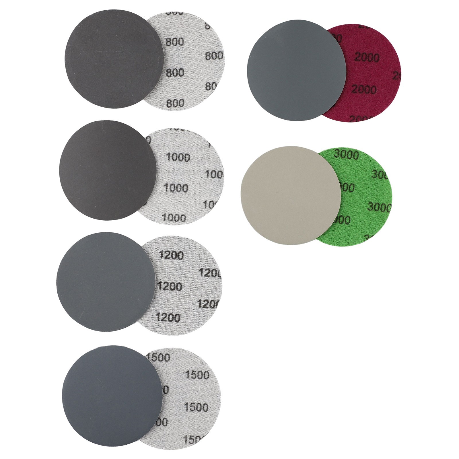 30pcs 3″ 75mm Hook&Loop Wet/Dry 800 1000 1200 1500 3000 Grit Sanding Discs New