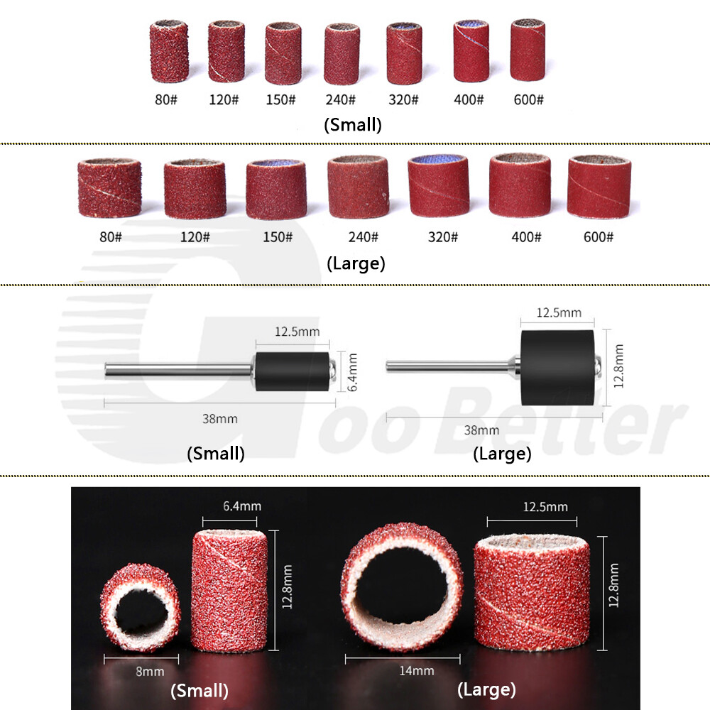 Sanding Bands Nail Drill Bit Sanding Drum Kit 80-600 Grit For Dremel Rotary Tool