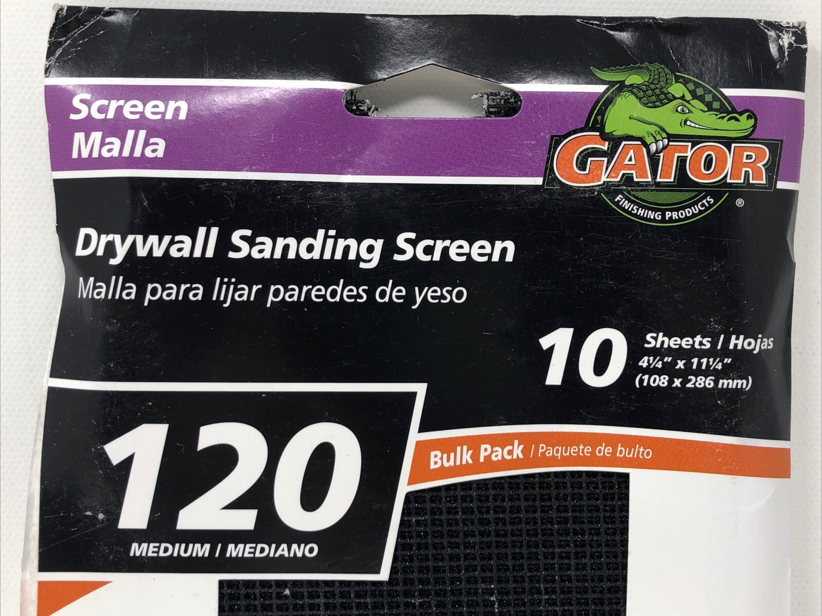 Gator Drywall Sanding Screen, 120 Medium, 10 Sheets, 4 1/4″x11 1/4″