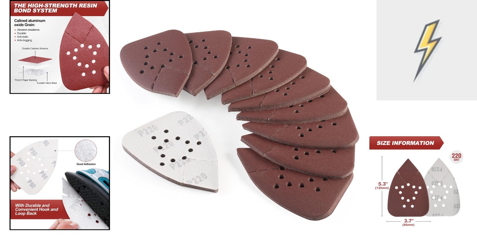 50-Pack 220 Grit Sanding Pads for Detail Sander – Perfect for Smooth Finishes