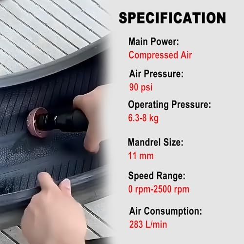 Car Air Tire Repair Polish Patch Tools Set, Include 2500rpm Low Speed Air Tire