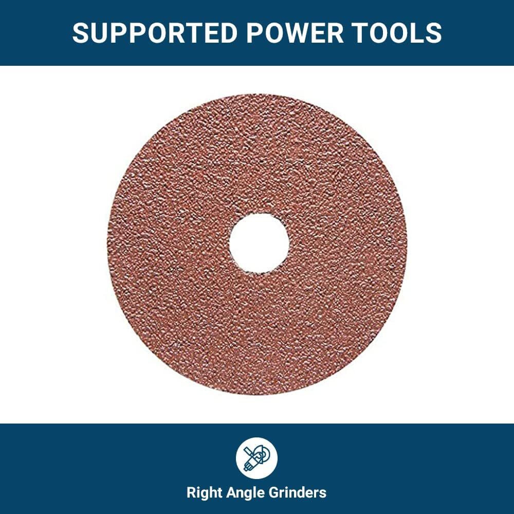 25PCS 115mm Heavy Duty Aluminum Oxide Resin Fiber Sanding Discs for Metal 24Grit