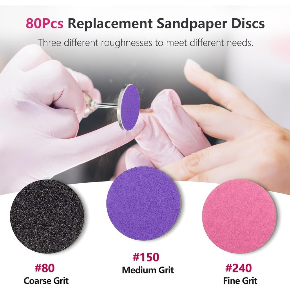 80 Pieces Sanding Paper Discs with Metal Nail Drill Bit 25mm Foot Drill