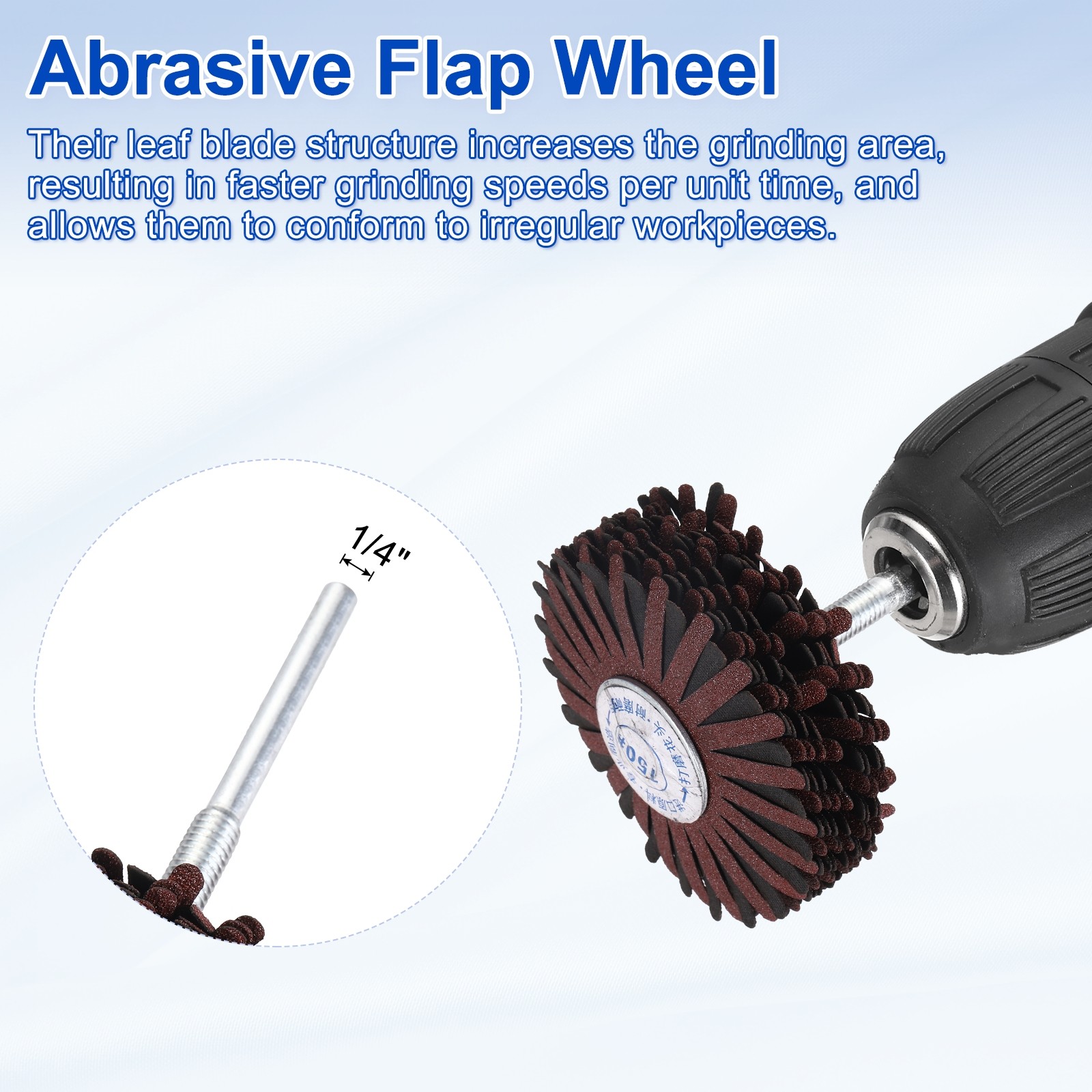 1 Pcs Abrasive Flap Wheel, 3.2″ Dia, 1/4″ Shank, 150 Grit Aluminum Oxide, Red