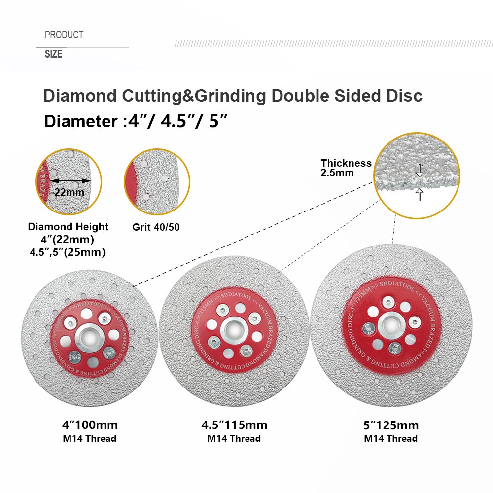 2pcs 4″/4.5″/5″ Diamond Cutting Grinding Disc M14 Saw Blade Tile Marble Stone