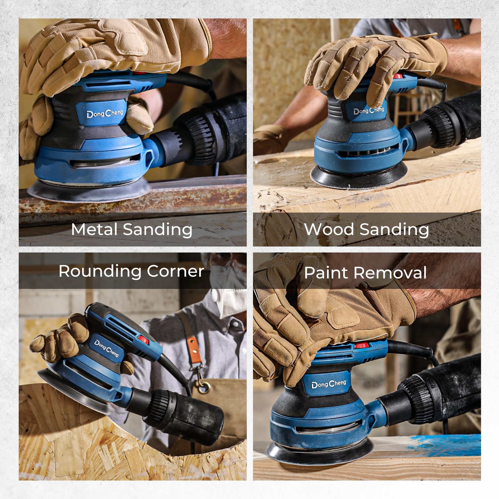 Dong Cheng 5-Inch Random Orbital Sander 3.2A 12800OPM Electric Palm Blue