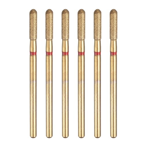 6pcs 200-230 Grits Diamond Grinding Bit 2.5mm Cylindrical Ball 2.5x10mm Red