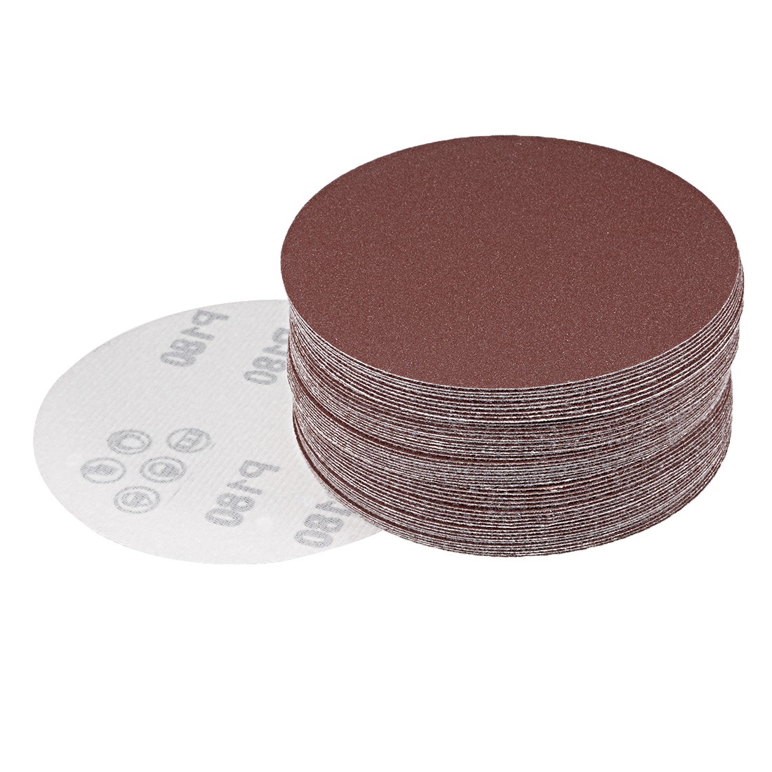 50Pcs 5 Inch Hook and Loop Sanding Disc 180 Grits Flocking Sandpaper Brown