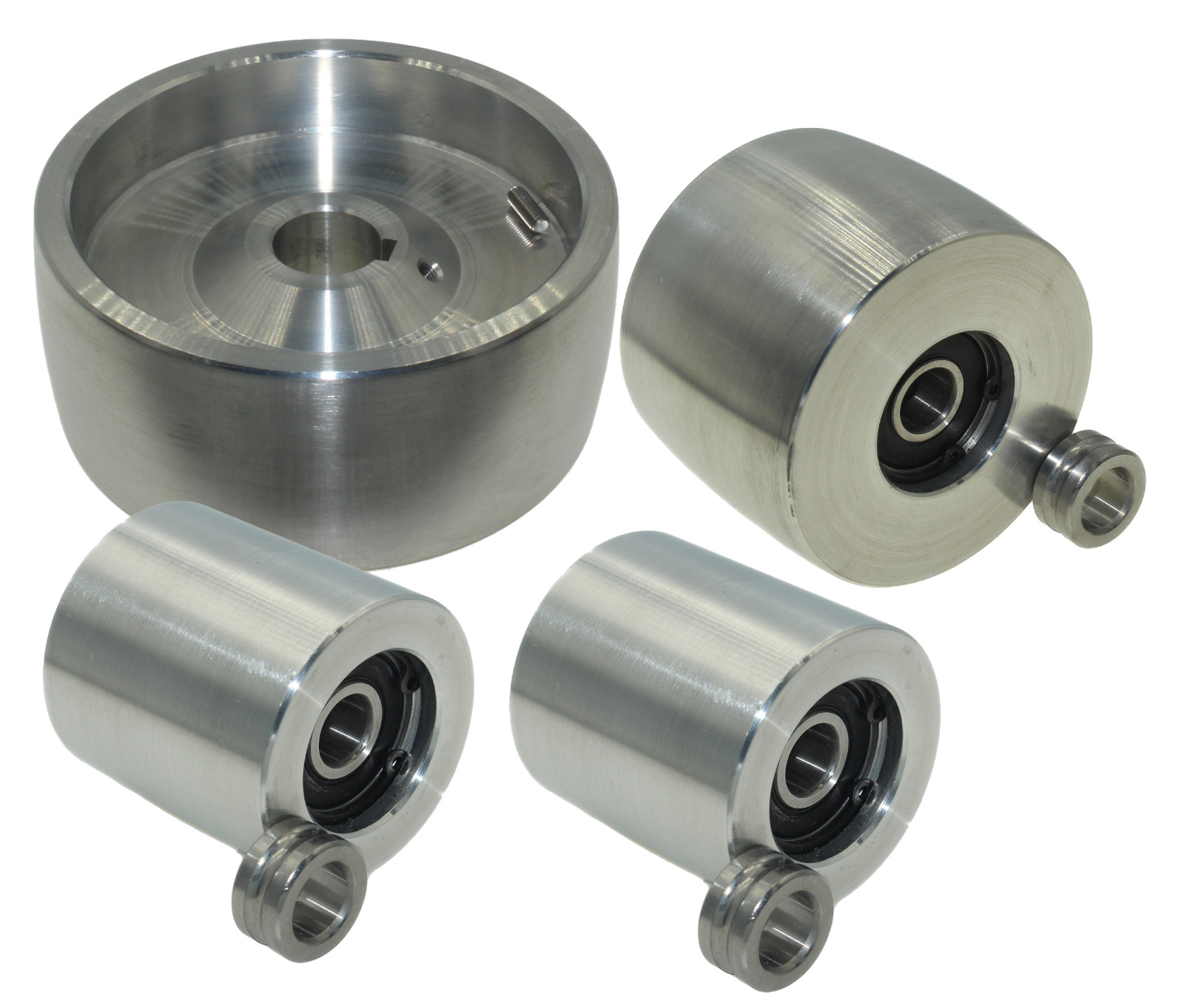 2×72″ Belt Grinder wheels-5″ Drive-24 mm shaft, 3″ Track-2″ Idler-Hinge Bracket