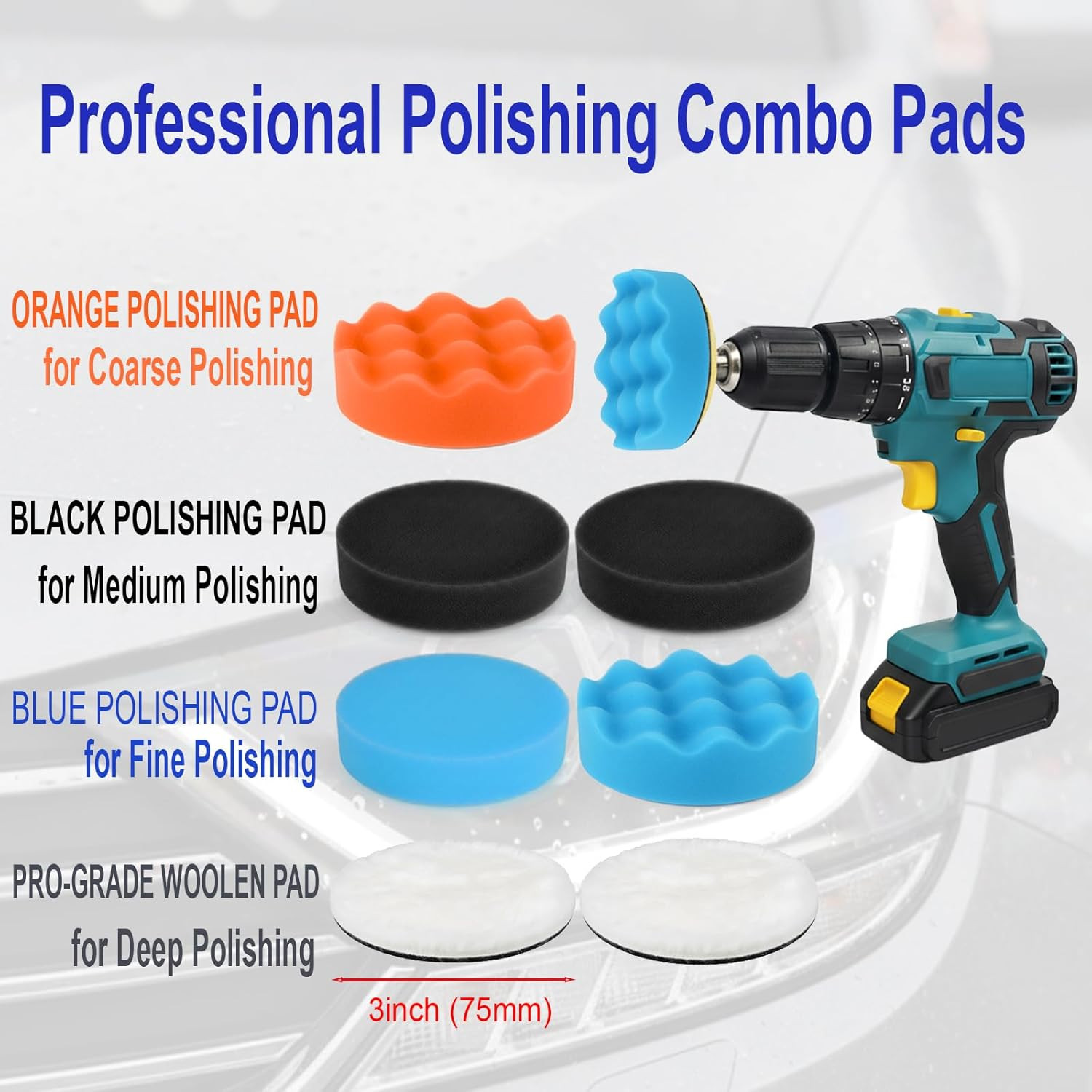 137Pcs 3″ Sanding Disc Polishing Kit Headlight Restoration 60-10000 Grit Wet Dry